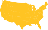 Yellow map of the United States of America