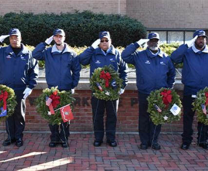 Perdue truck drivers, who are veterans, conducted a Wreaths Across America wreath-laying ceremony in Salisbury, Maryland.