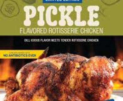 Basket Pickle Flavored Rotisserie Chicken packaging with Perdue logo.