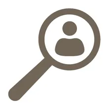 Magnifying glass with person icon inside