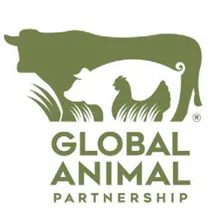 Global Animal Partnership logo with cow silhouette and grass