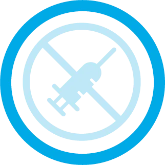 No vaccines icon with syringe and prohibition symbol