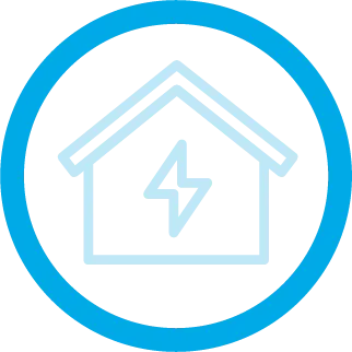 Home energy icon with lightning bolt symbol
