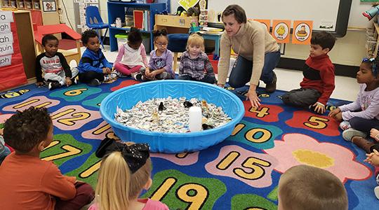 Virginia elementary school students observe baby chicks as part of the Agriculture in the Classroom curriculum.