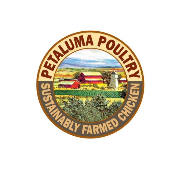 Seta Alumna Poultry farm logo with barn and rural landscape in circular seal design.