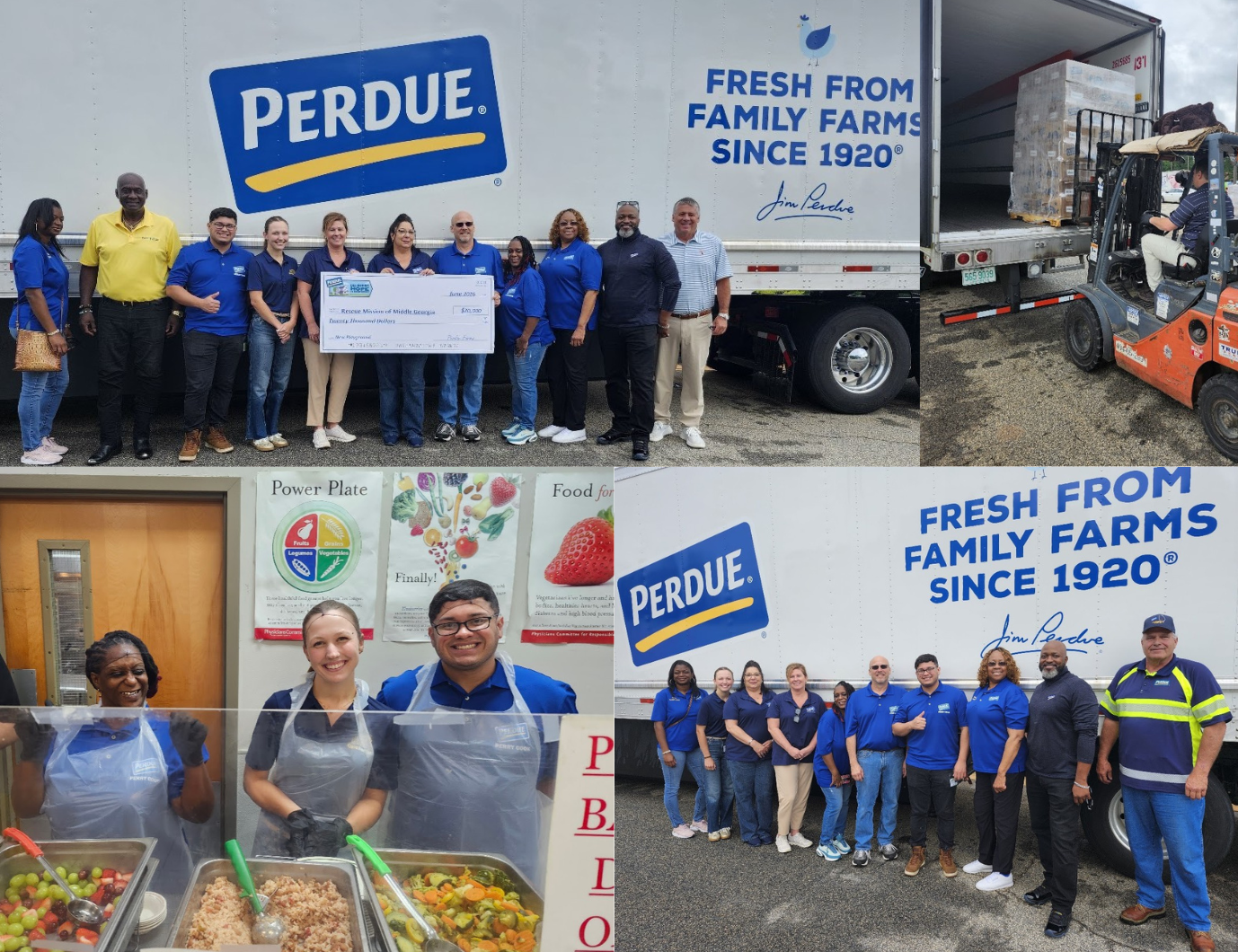 Perdue employees and representatives at outdoor event with branded truck and signage